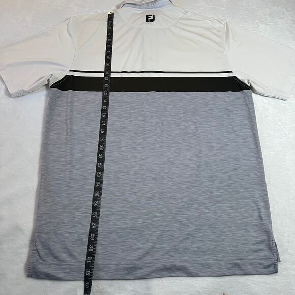 FootJoy Stripe Color Block Short Sleeve Self Collar Polo Size L Golf Lightweight - Picture 9 of 10